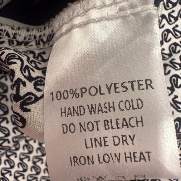 Eesome Navy/White Button Down Gold Tone Buttons Lightweight Career Oversized Med - Picture 6 of 8